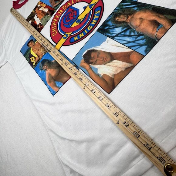 Vintage 90s Chippendales Stripper Sleep Shirt Pink Ringer Tee Single Stitch USA - Picture 14 of 16